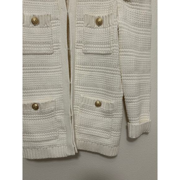 L'AGENCE Marina Textured Knit Cardigan Jacket White Sz XS Old Money - Picture 5 of 12